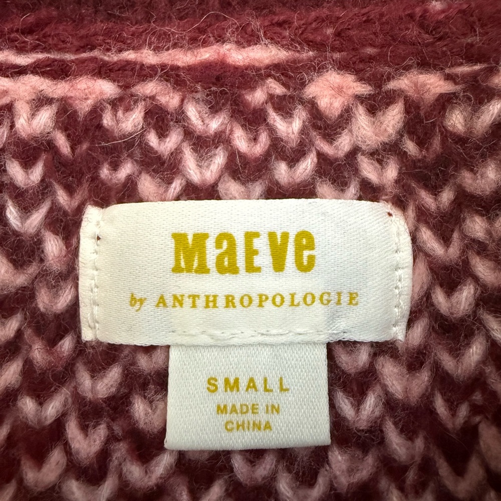 Anthropologie Maeve Pink and Burgundy Knit Sweater Argyle Diamond sz Small - Picture 2 of 7